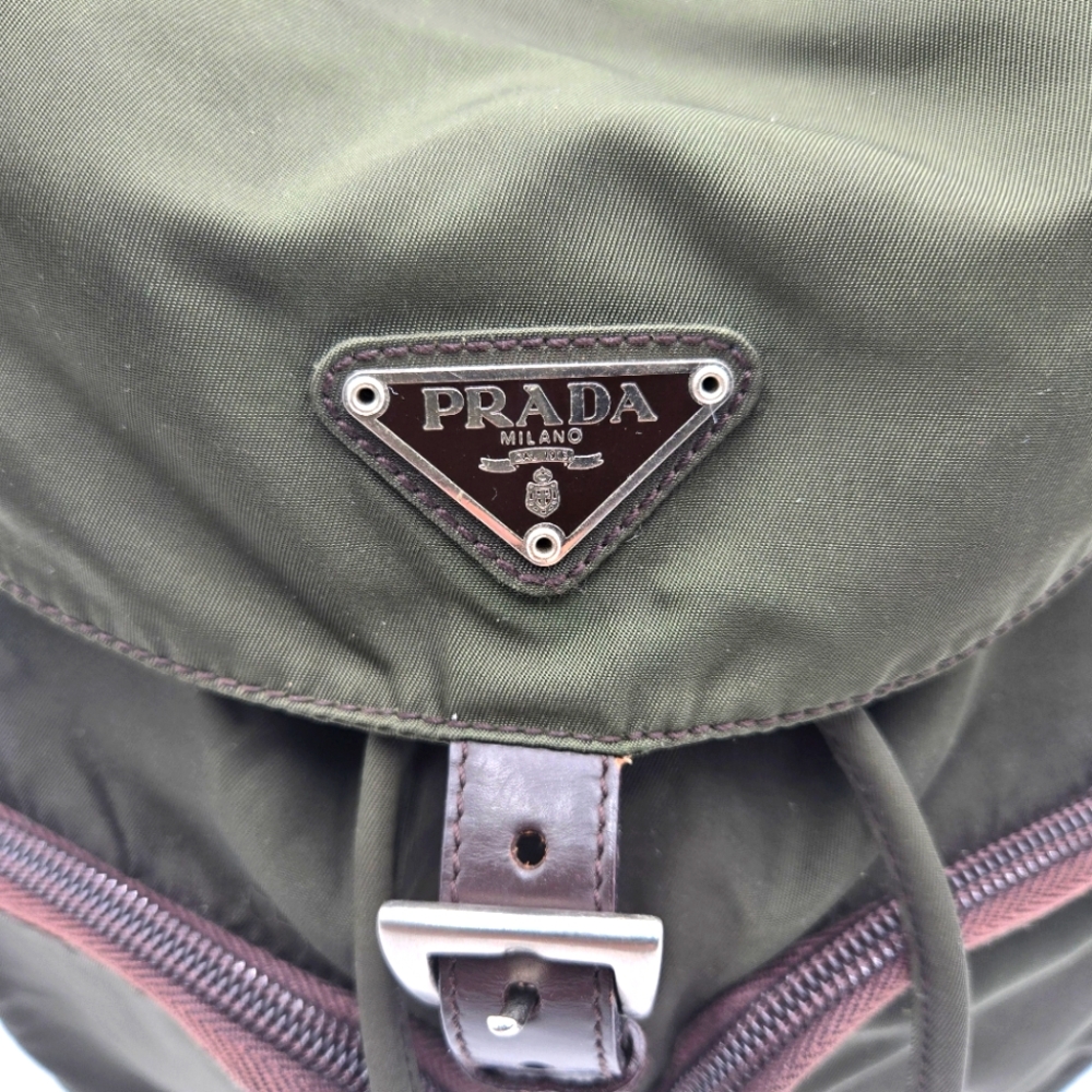 Authentic - Prada Green Backpack Rucksack Nylon -… - image 3